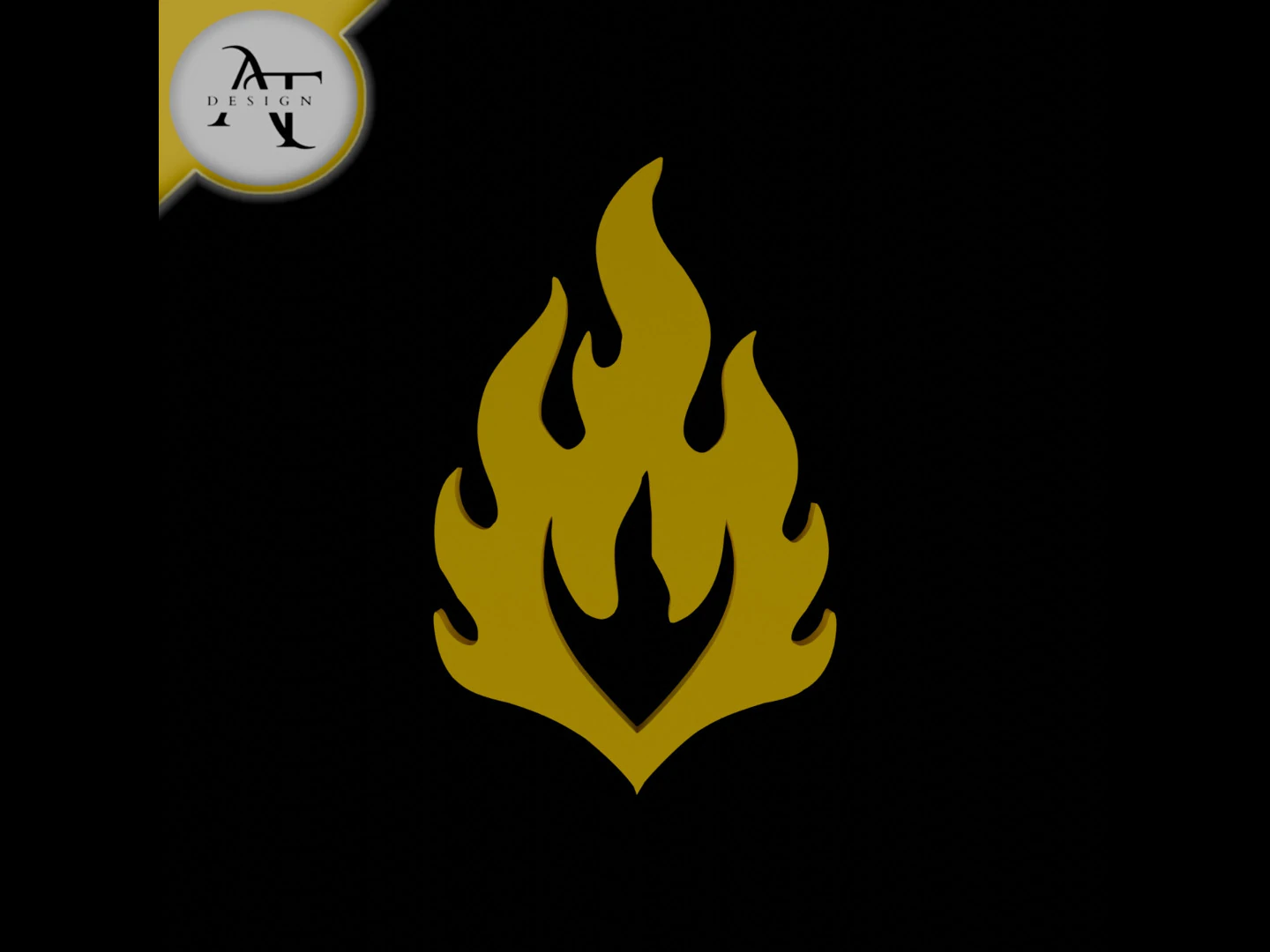 Simple Flame Symbol - 2D Art 3D Model .c4d .max .obj .3ds .fbx .stl .blend 