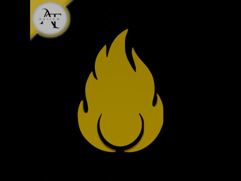 Simple Flame Symbol - 2D Art 3D Model