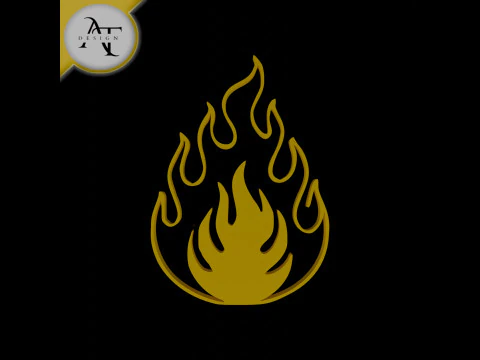 Prosty symbol płomienia - sztuka 2D Model 3D