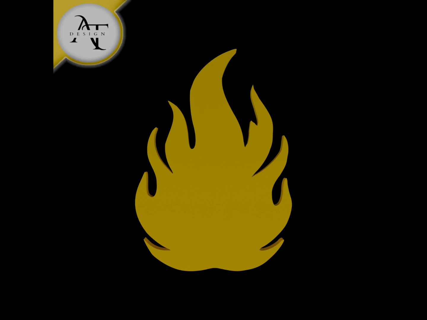 Simple Flame Symbol - 2D Art 3D Model .c4d .max .obj .3ds .fbx .stl .blend