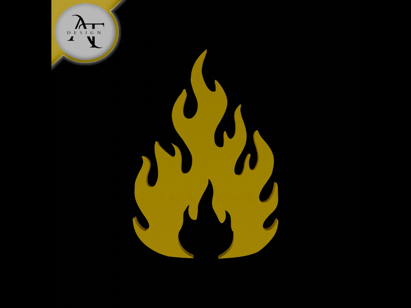 Simple Flame Symbol - 2D Art 3D Model .c4d .max .obj .3ds .fbx .stl .blend 