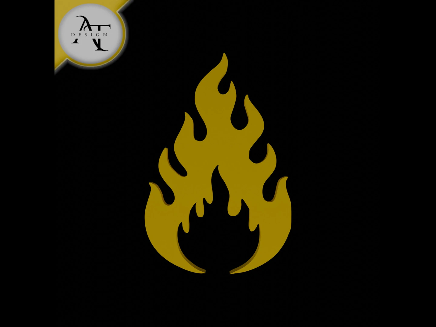 Simple Flame Symbol - 2D Art 3D Model .c4d .max .obj .3ds .fbx .stl .blend