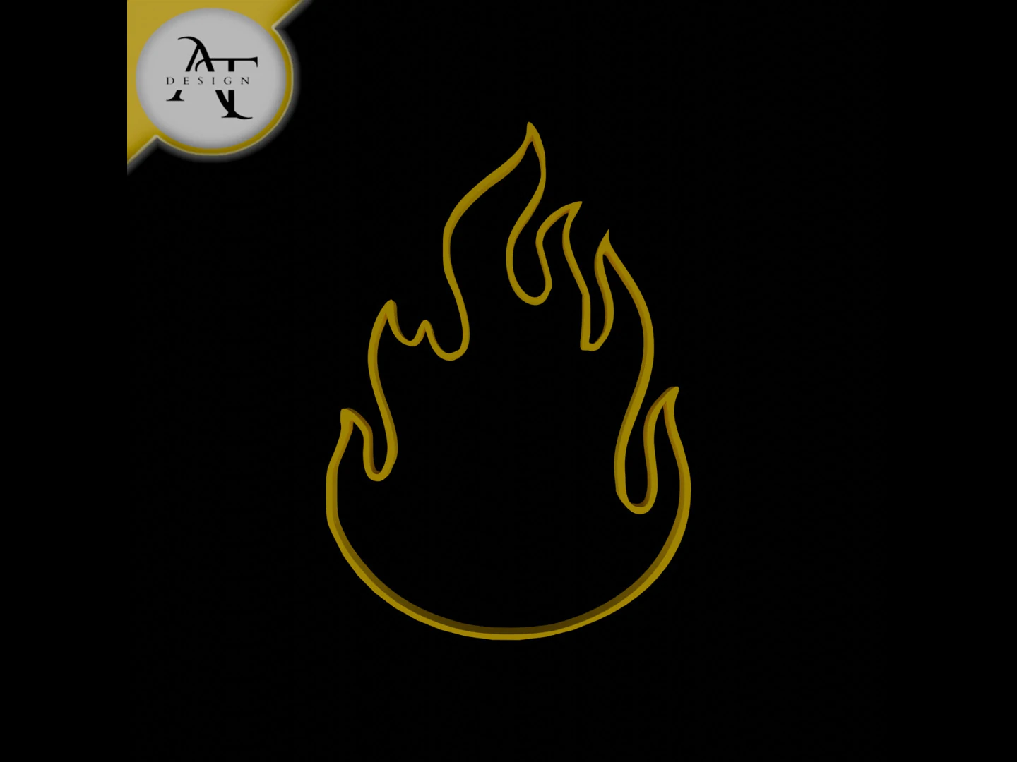 Simple Flame Symbol - 2D Art 3D Model .c4d .max .obj .3ds .fbx .stl .blend