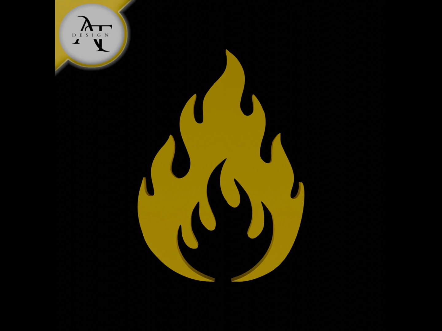 Simple Flame Symbol - 2D Art 3D Model .c4d .max .obj .3ds .fbx .stl .blend 