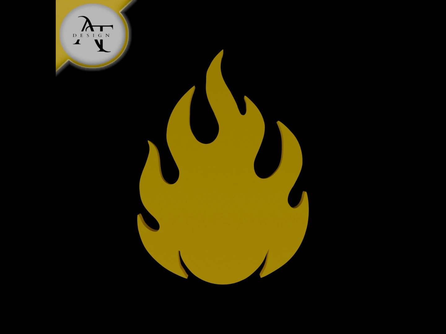Simple Flame Symbol - 2D Art 3D Model .c4d .max .obj .3ds .fbx .stl .blend 