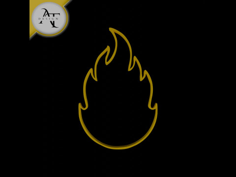 Simple Flame Symbol - 2D Art 3D Model