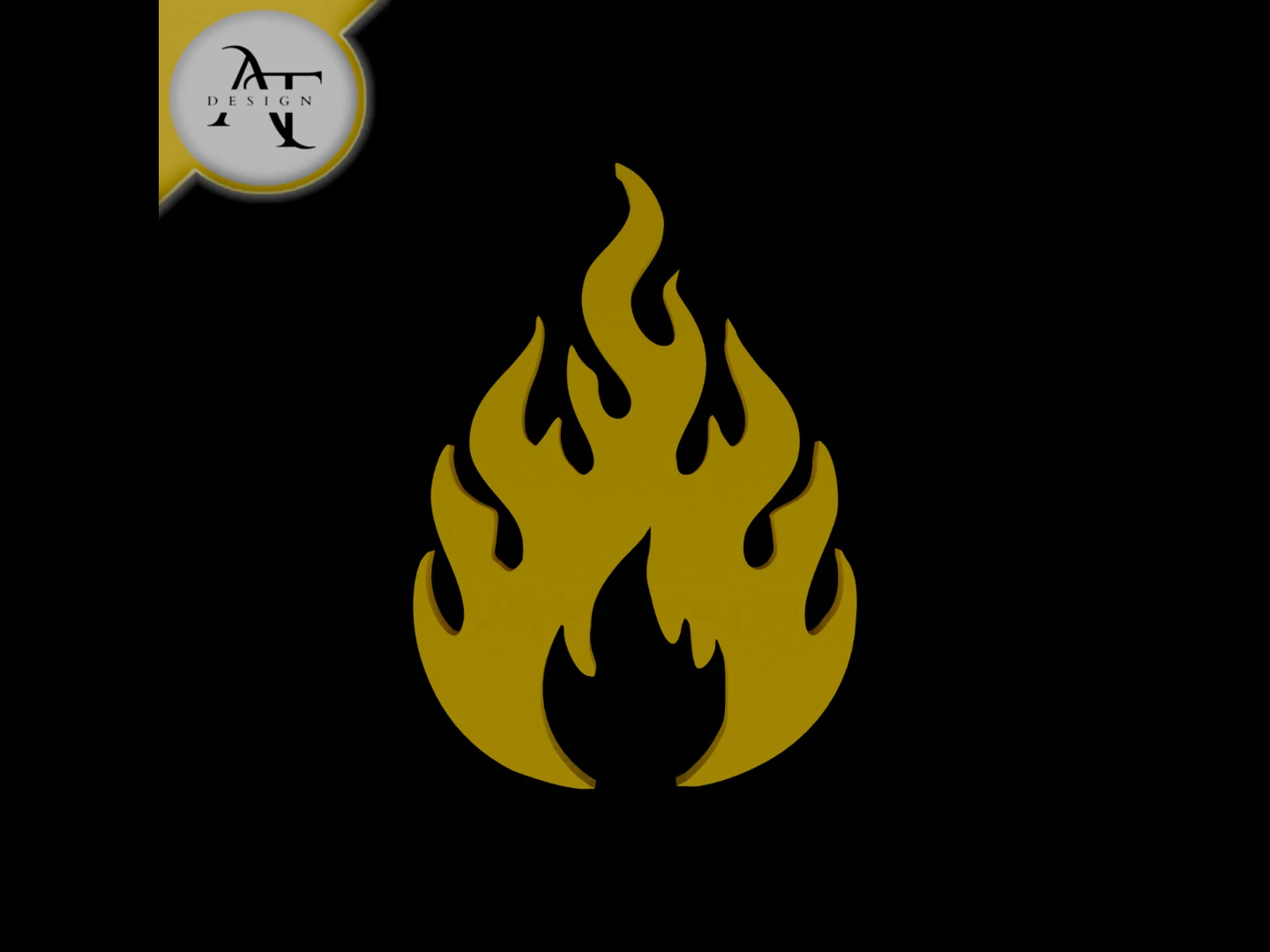 Simple Flame Symbol - 2D Art 3D Model .c4d .max .obj .3ds .fbx .stl .blend 