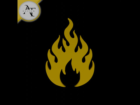 Simple Flame Symbol - 2D Art 3D Model