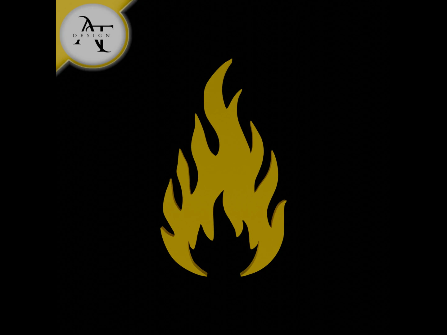 Simple Flame Symbol - 2D Art 3D Model .c4d .max .obj .3ds .fbx .stl .blend