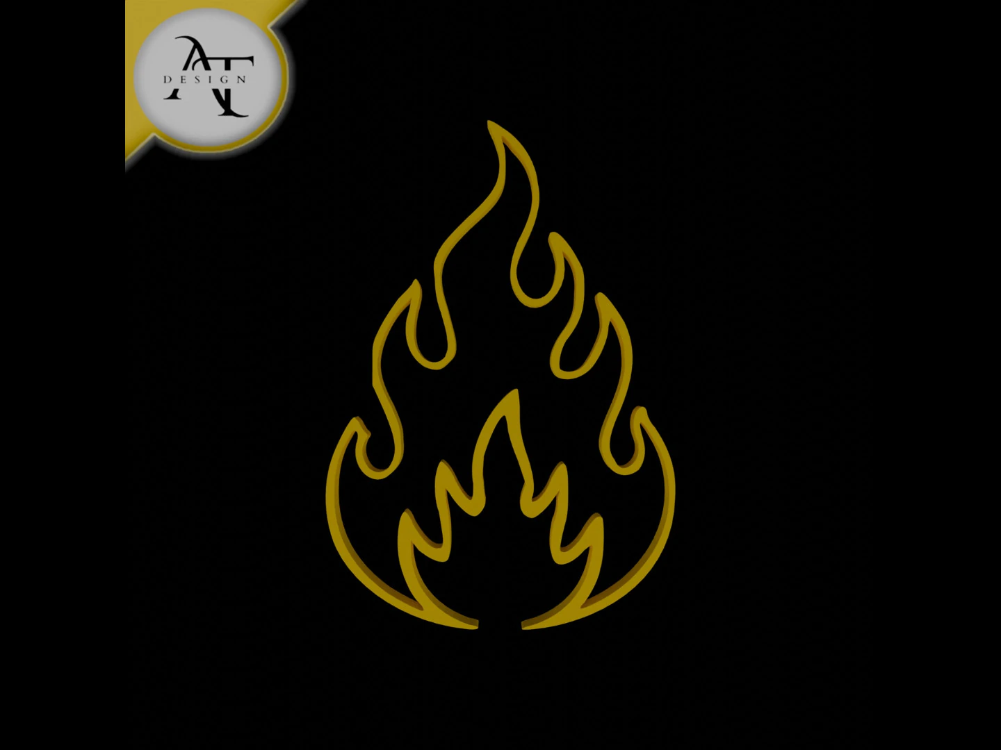 Simple Flame Symbol - 2D Art 3D Model .c4d .max .obj .3ds .fbx .stl .blend 