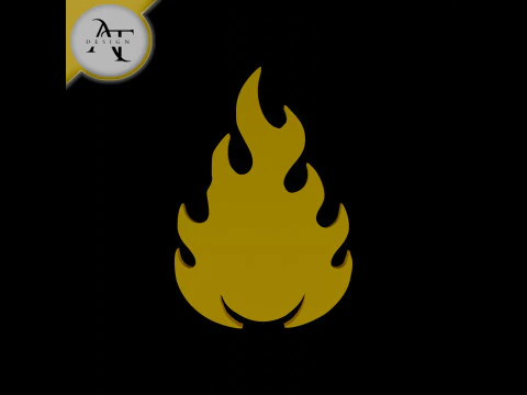 Einfaches Flammensymbol - 2D-Kunst 3D Modell