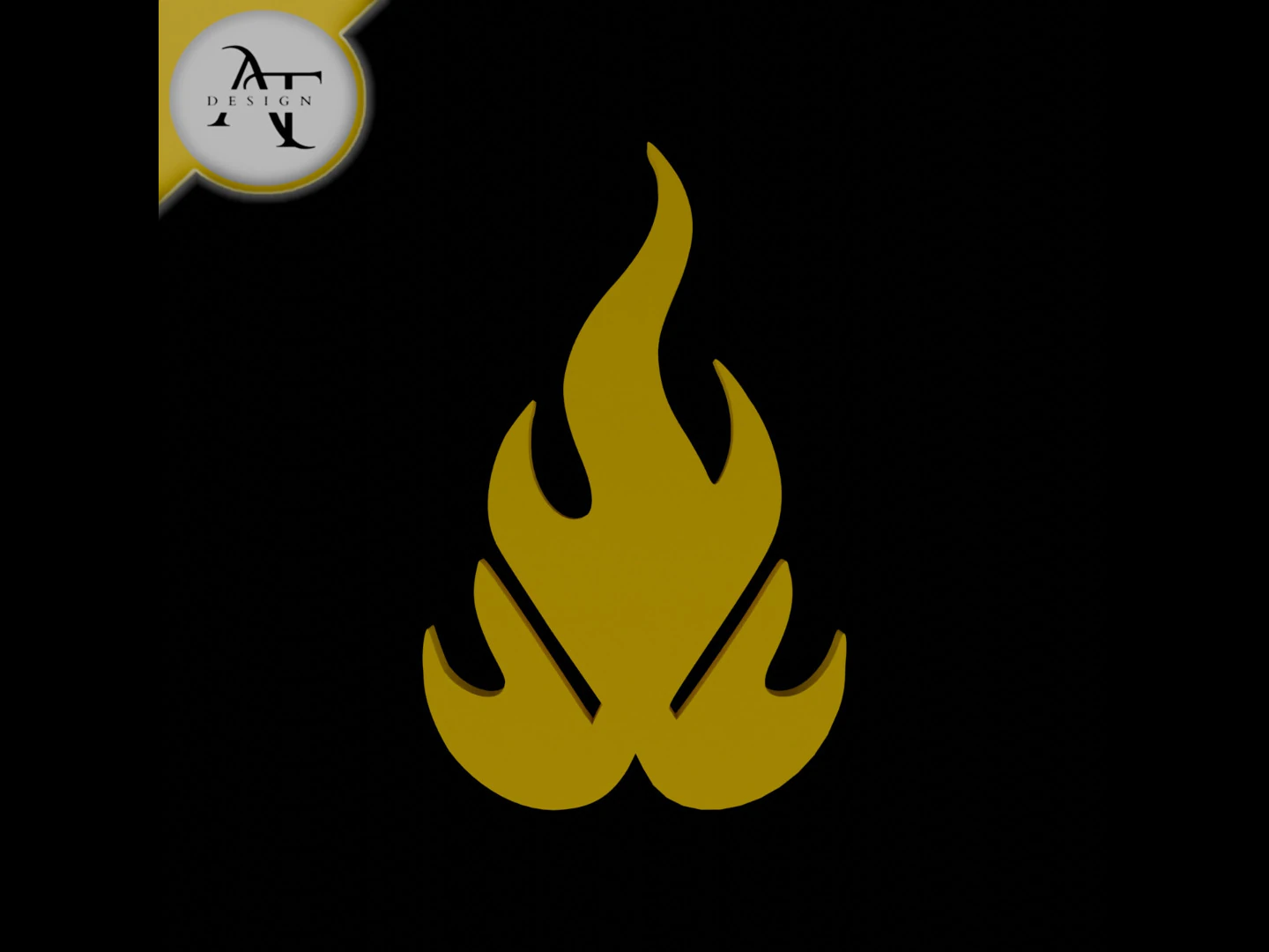 Simple Flame Symbol - 2D Art 3D Model .c4d .max .obj .3ds .fbx .stl .blend 