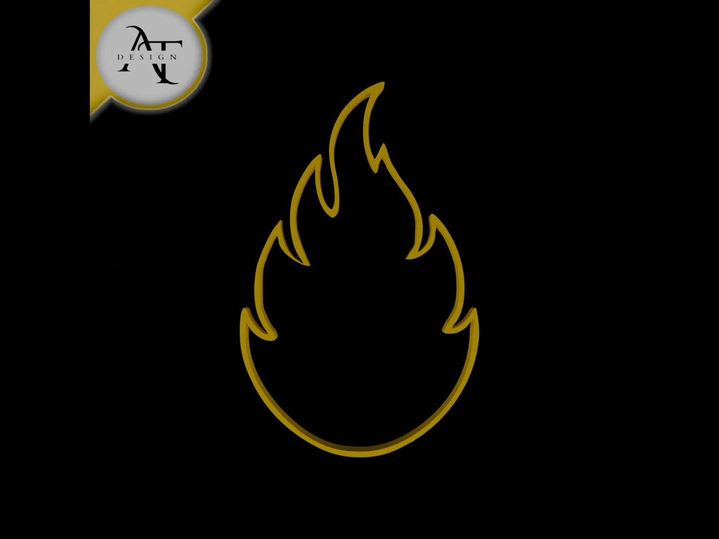 Simple Flame Symbol - 2D Art 3D Model .c4d .max .obj .3ds .fbx .stl .blend 