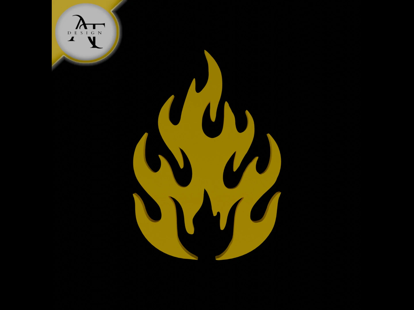 Simple Flame Symbol - 2D Art 3D Model .c4d .max .obj .3ds .fbx .stl .blend