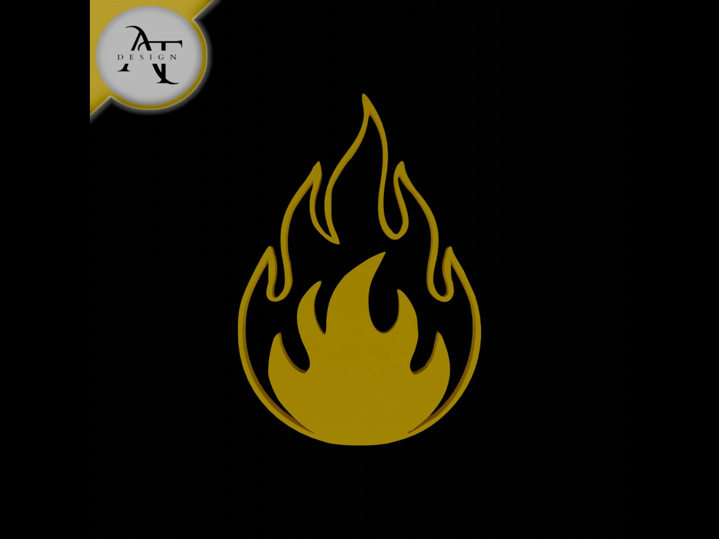 Simple Flame Symbol - 2D Art 3D Model .c4d .max .obj .3ds .fbx .stl .blend