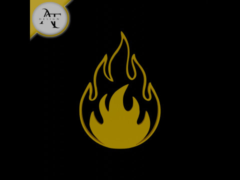 Simple Flame Symbol - 2D Art 3D Модель