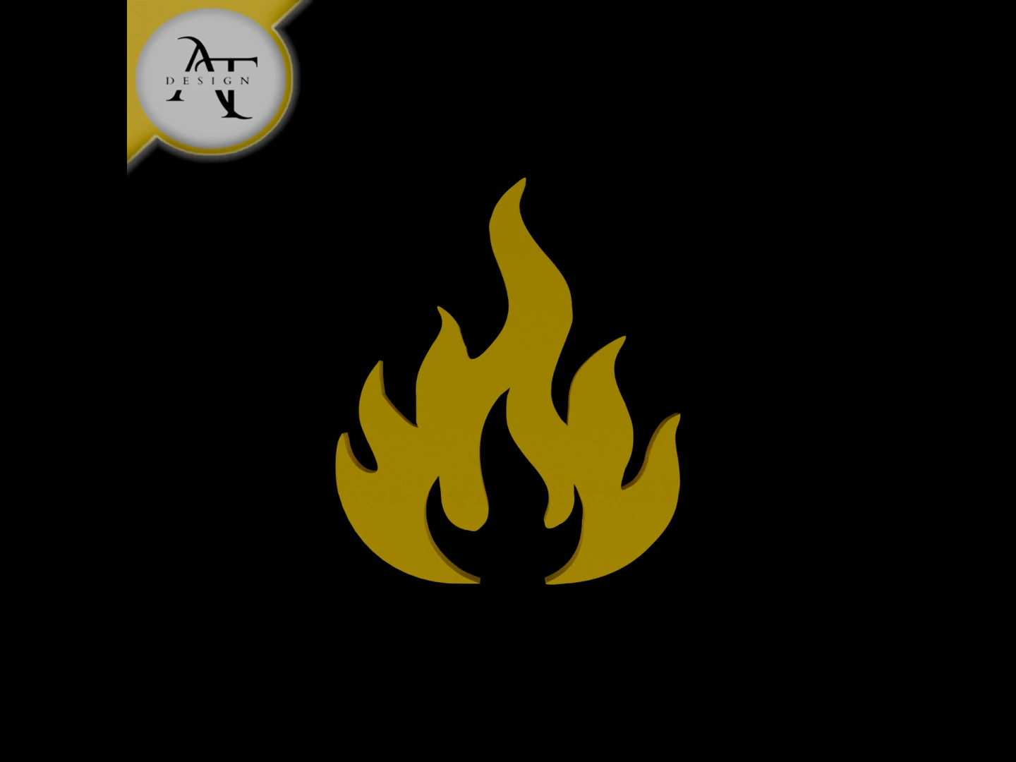 Simple Flame Symbol - 2D Art 3D Model .c4d .max .obj .3ds .fbx .stl .blend