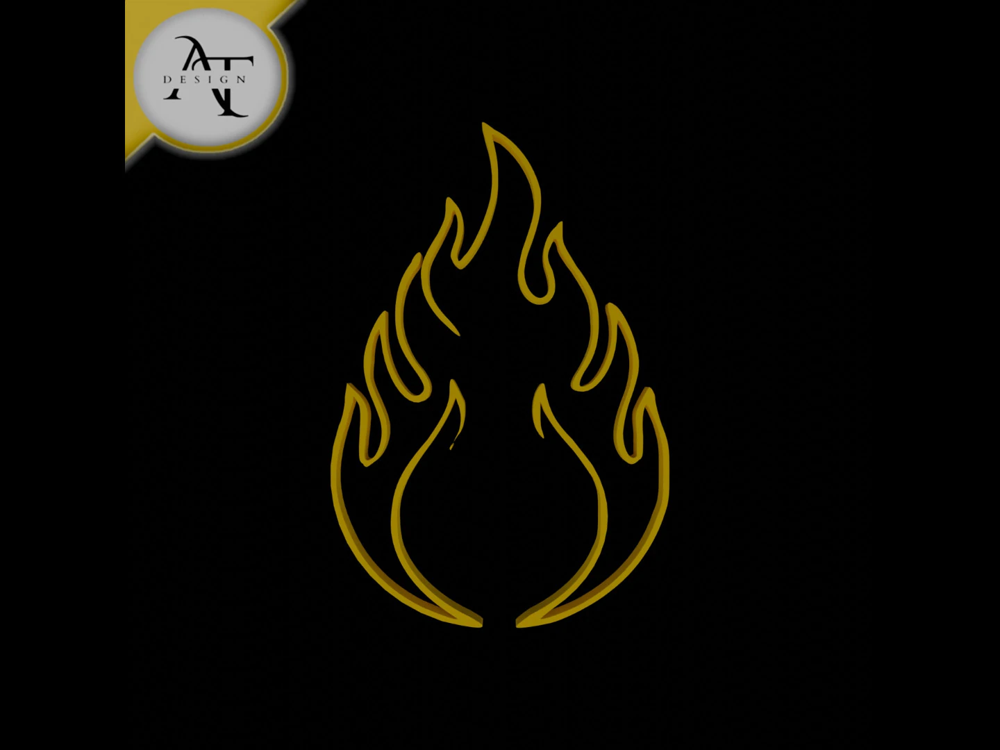 Simple Flame Symbol - 2D Art 3D Model .c4d .max .obj .3ds .fbx .stl .blend