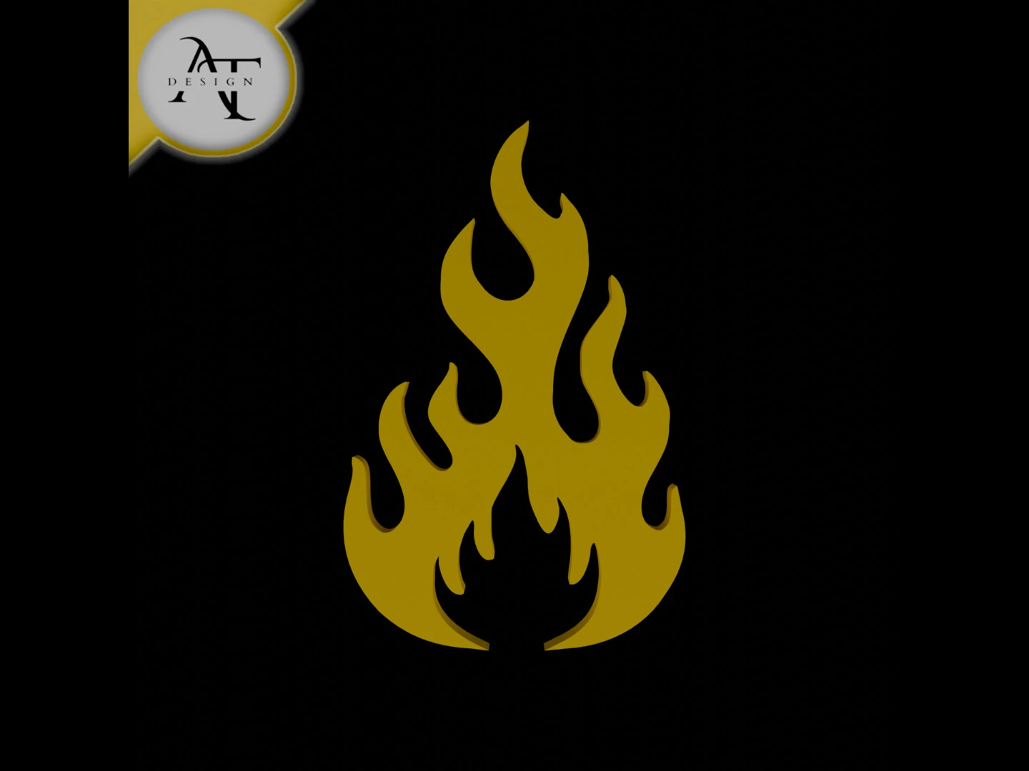 Simple Flame Symbol - 2D Art 3D Model .c4d .max .obj .3ds .fbx .stl .blend