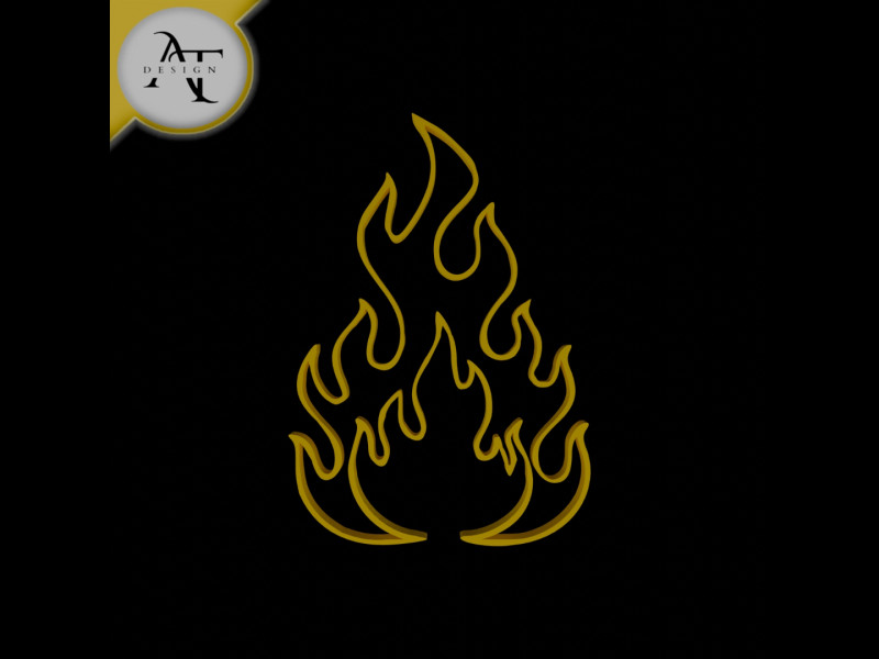 Simple Flame Symbol - 2D Art Model 3D .c4d .max .obj .3ds .fbx .stl .blend