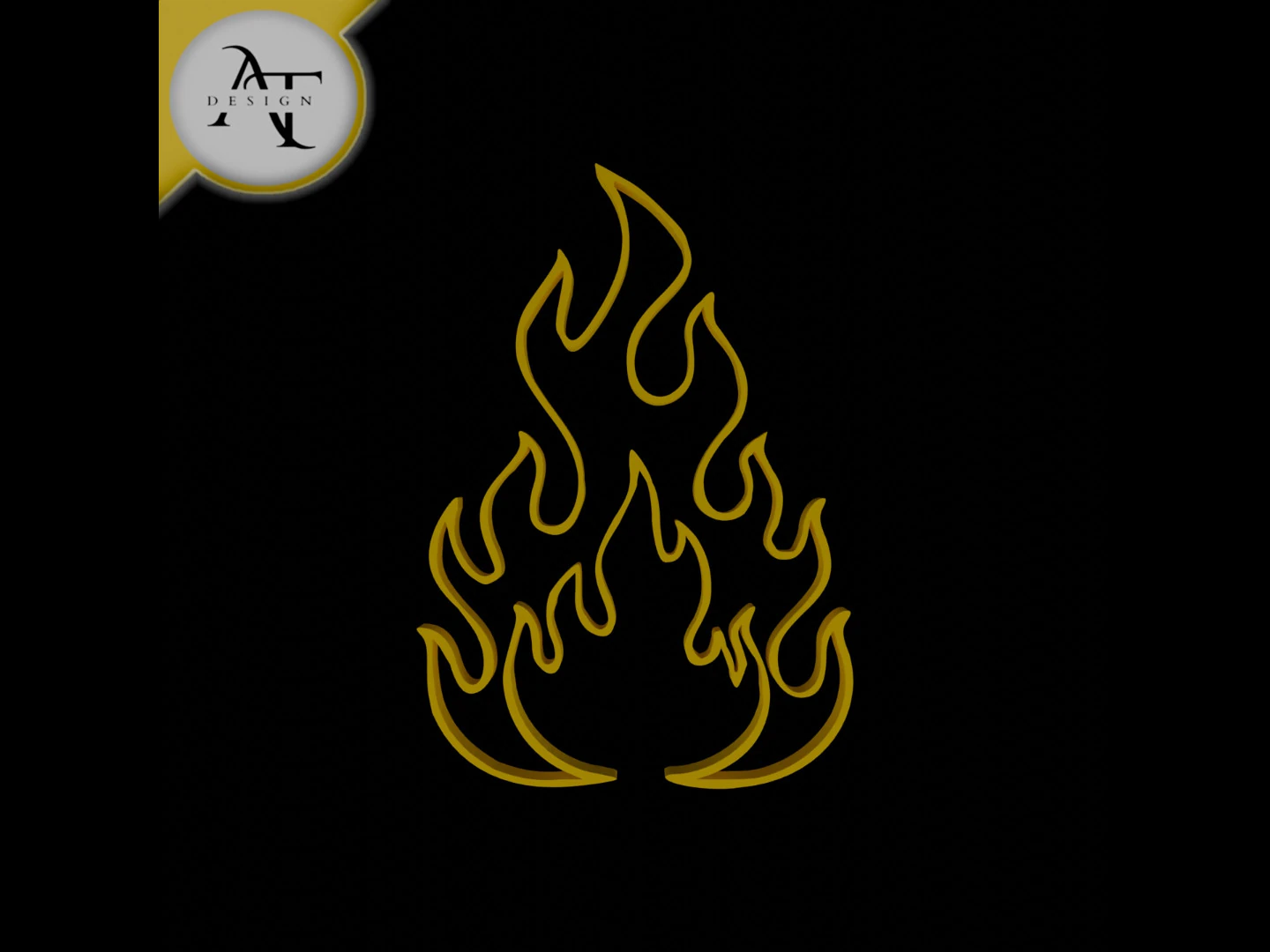Simple Flame Symbol - 2D Art 3D Model .c4d .max .obj .3ds .fbx .stl .blend 