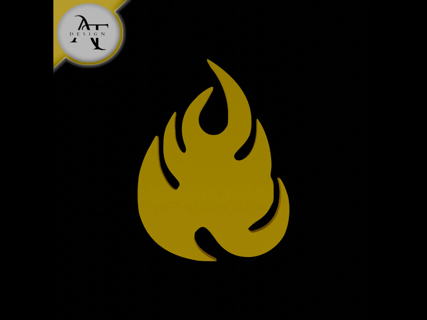 Simple Flame Symbol - 2D Art 3D Model .c4d .max .obj .3ds .fbx .stl .blend