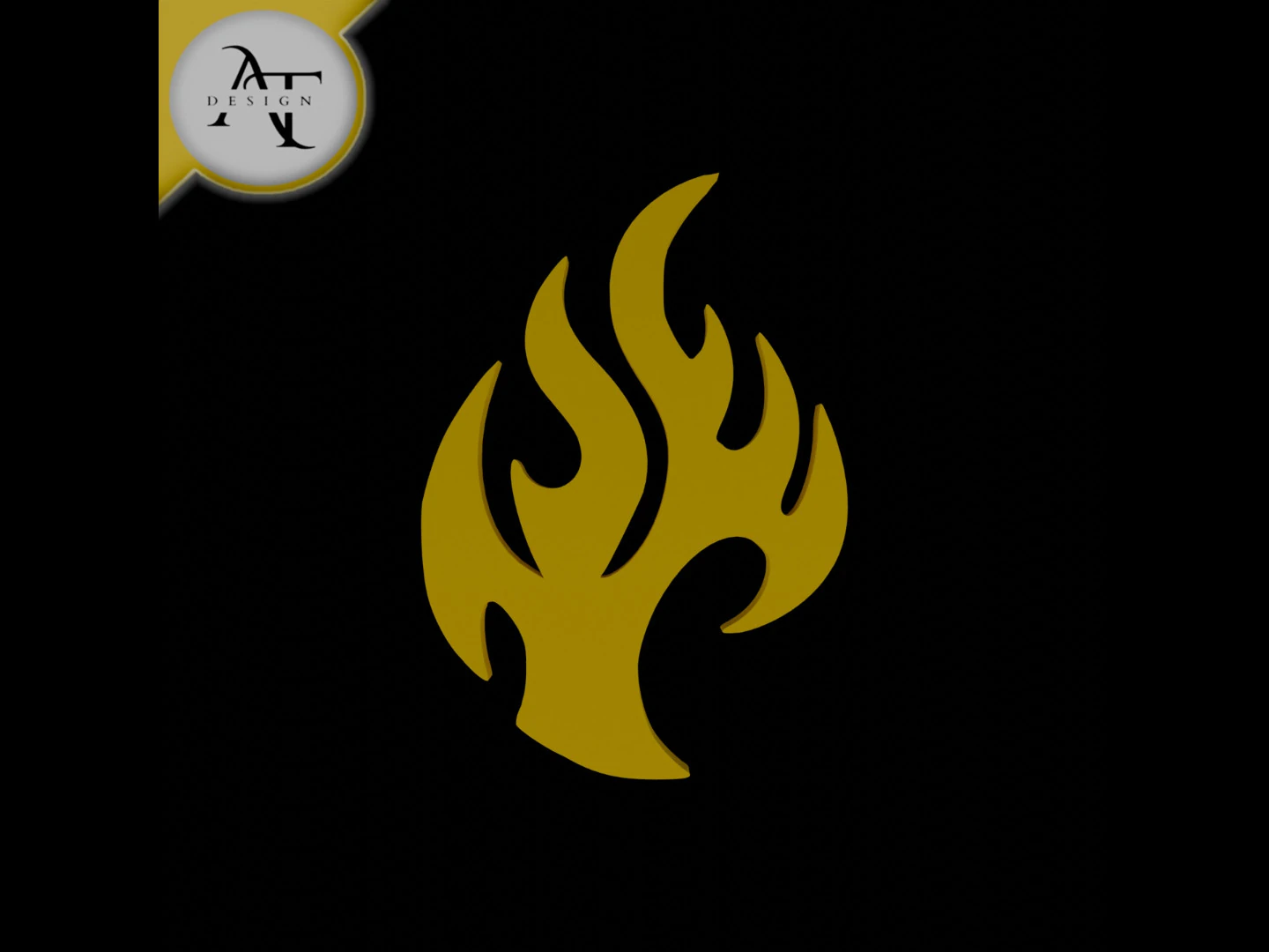 Simple Flame Symbol - 2D Art 3D Model .c4d .max .obj .3ds .fbx .stl .blend 