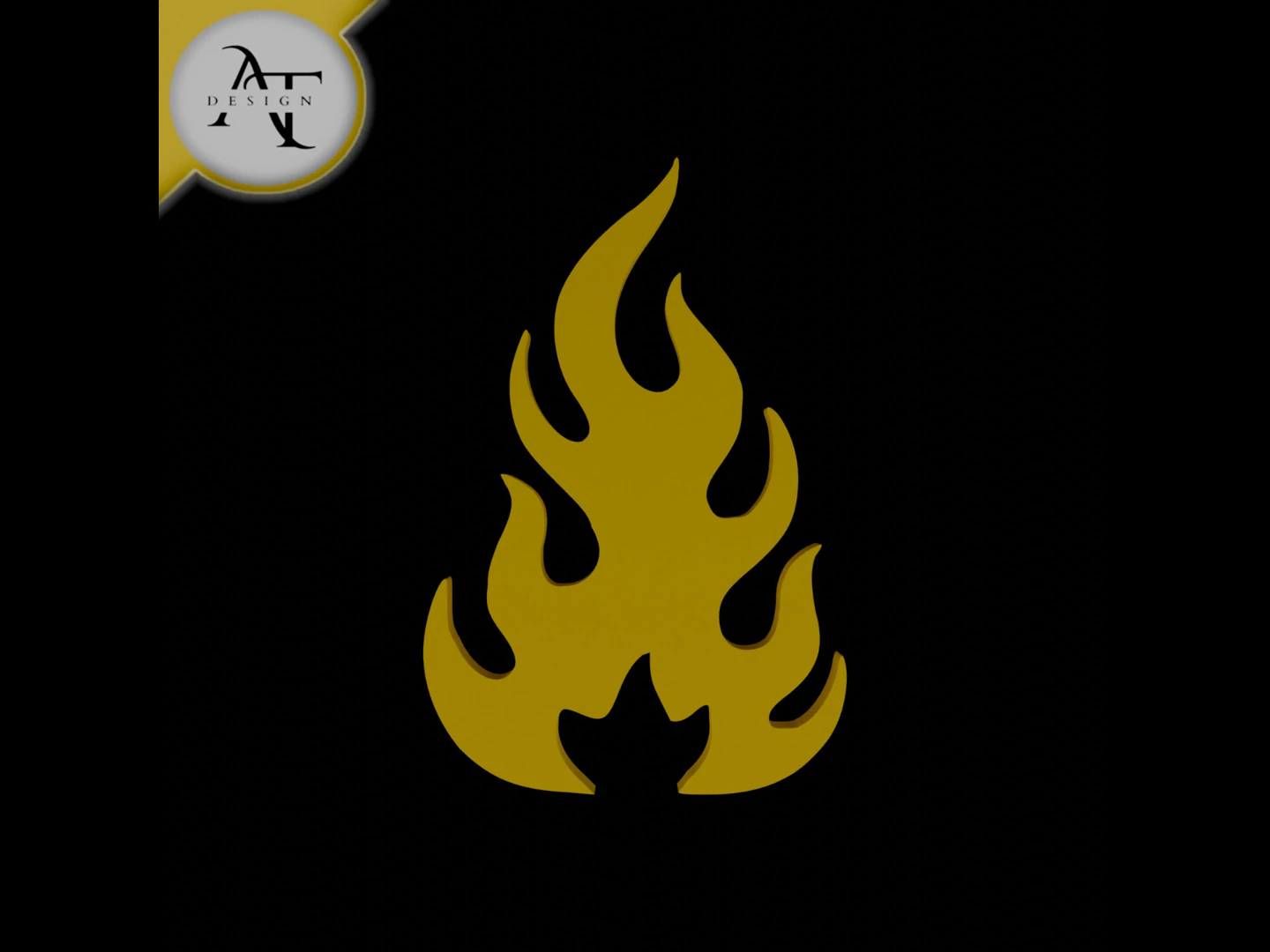 Simple Flame Symbol - 2D Art 3D Model .c4d .max .obj .3ds .fbx .stl .blend