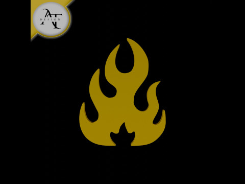 Simple Flame Symbol - 2D Art Modèle 3D