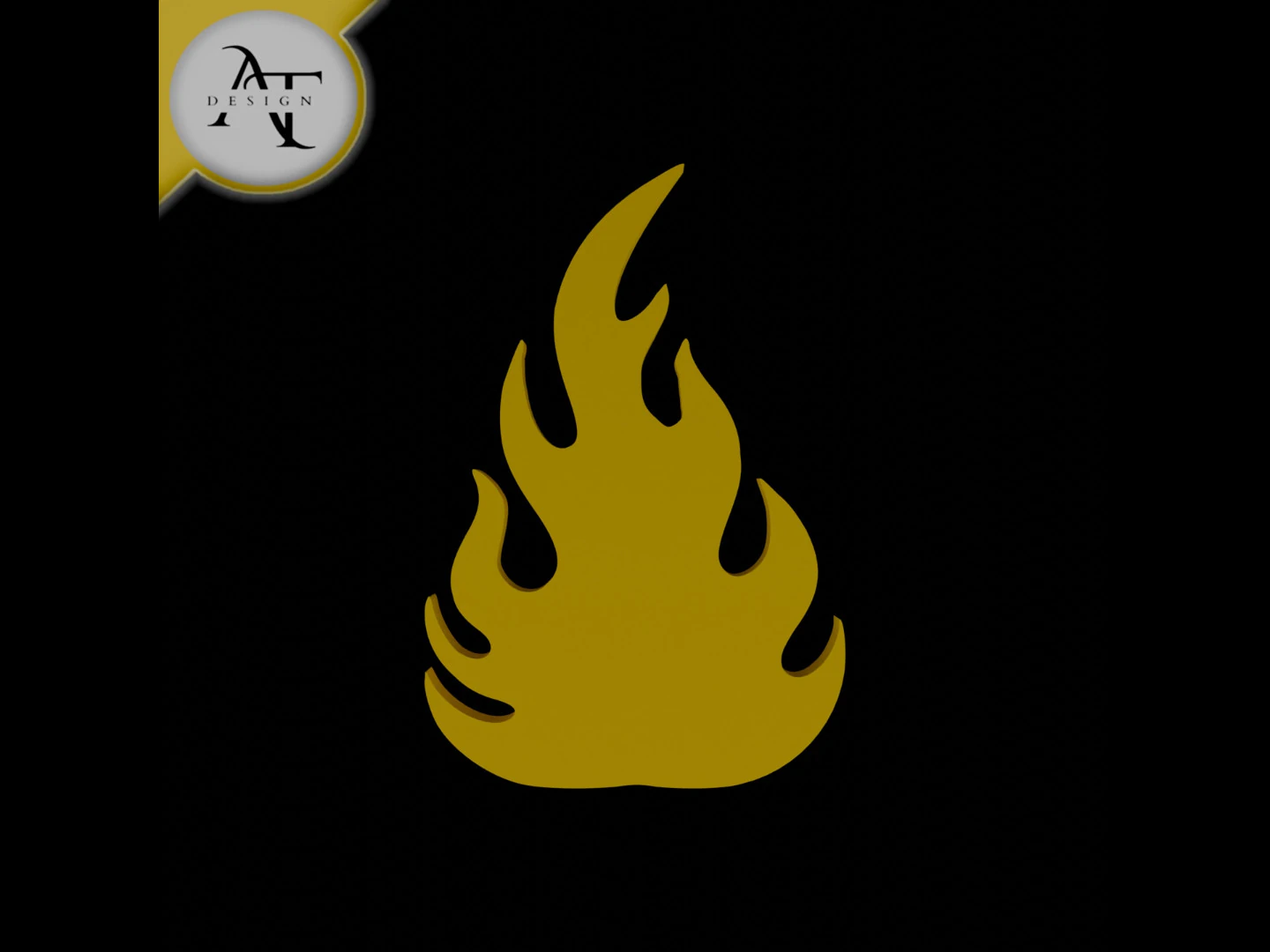 Simple Flame Symbol - 2D Art 3D Model .c4d .max .obj .3ds .fbx .stl .blend 