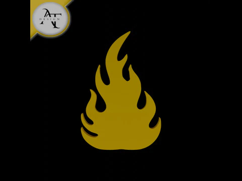 Simple Flame Symbol - 2D Art 3D Model