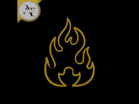 Simple Flame Symbol - 2D Art 3D Модель