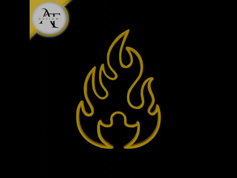 Simple Flame Symbol - 2D Art Modello 3D