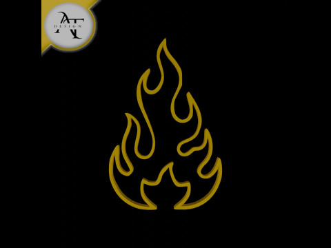 Simple Flame Symbol - 2D Art Modello 3D