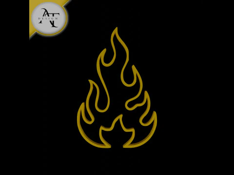 Простой символ пламени &mdash; 2D-арт 3D Модель