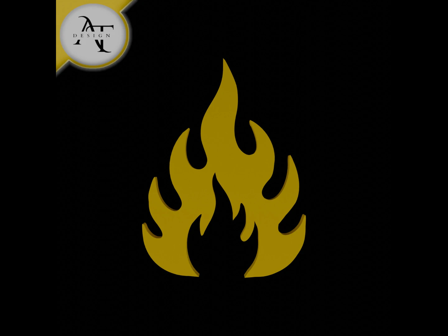 Simple Flame Symbol - 2D Art 3D Model .c4d .max .obj .3ds .fbx .stl .blend 