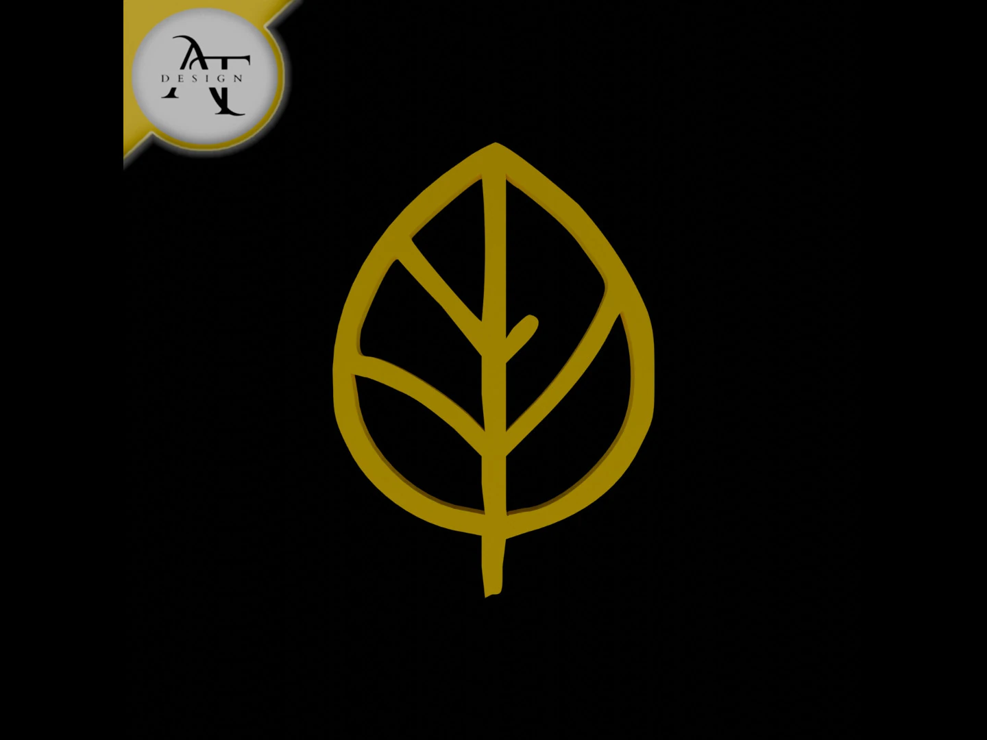 Simple Leaf Symbol - 2D Art 3D Model .c4d .max .obj .3ds .fbx .stl .blend 