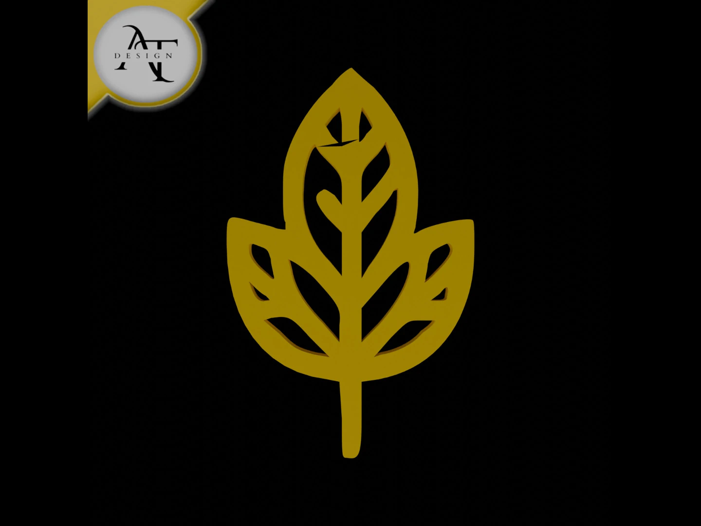 Simple Leaf Symbol - 2D Art 3D Model .c4d .max .obj .3ds .fbx .stl .blend 