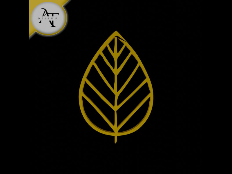 Simple Leaf Symbol - 2D Art 3D Model .c4d .max .obj .3ds .fbx .stl .blend