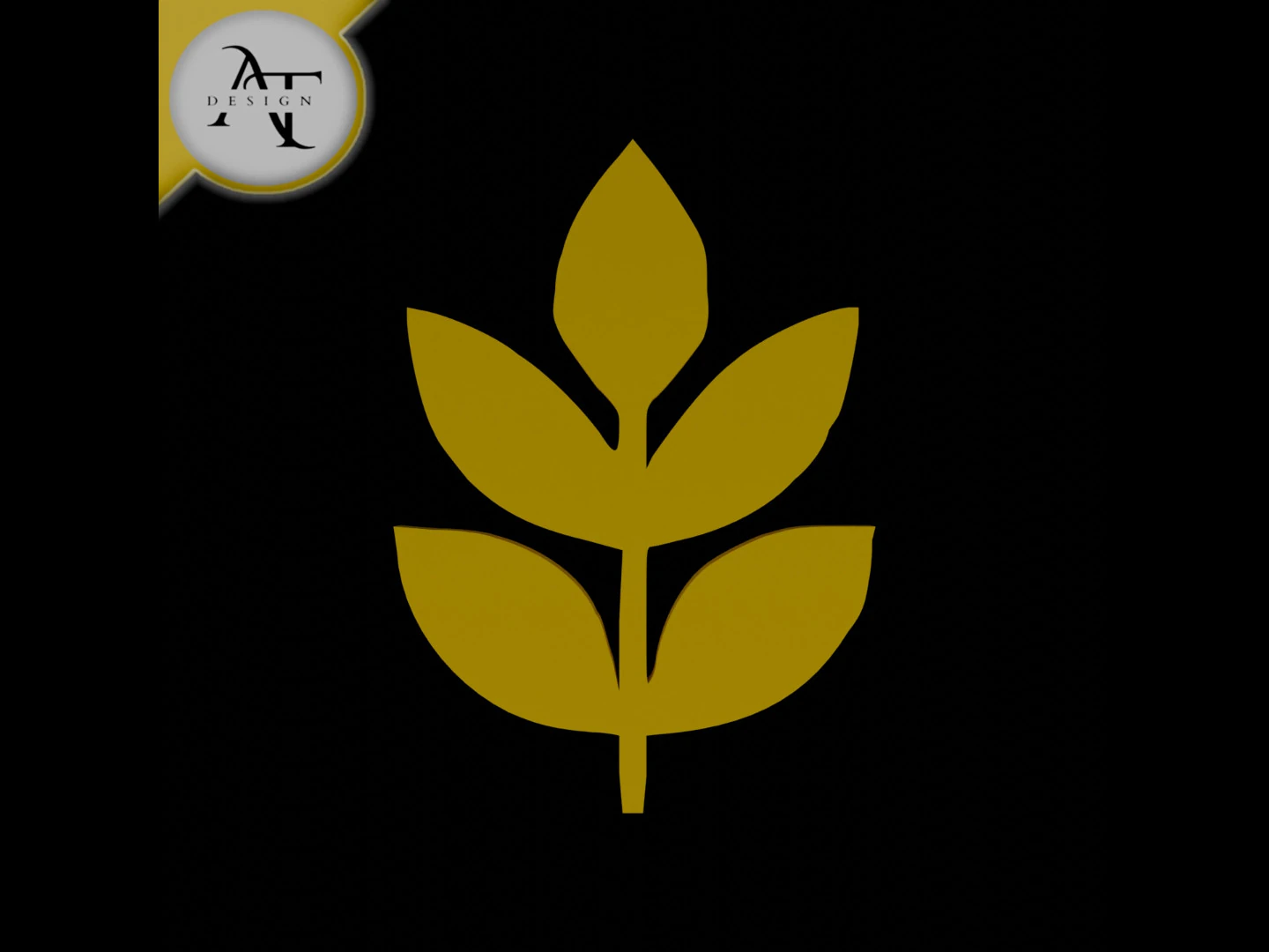 Simple Leaf Symbol - 2D Art 3D Model .c4d .max .obj .3ds .fbx .stl .blend