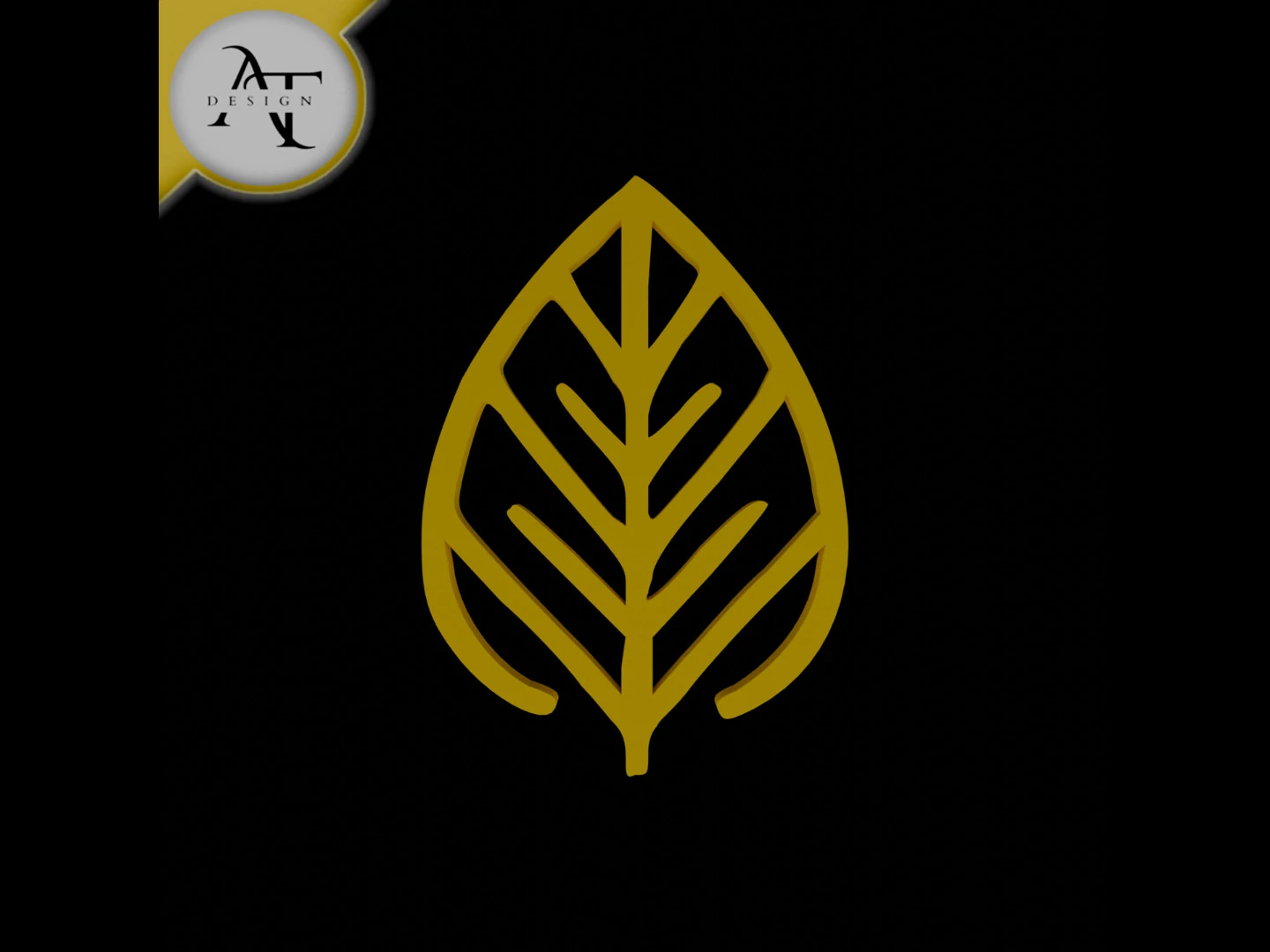 Simple Leaf Symbol - 2D Art 3D Model .c4d .max .obj .3ds .fbx .stl .blend 