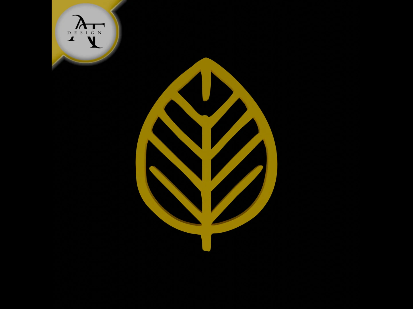 Simple Leaf Symbol - 2D Art 3D Model .c4d .max .obj .3ds .fbx .stl .blend