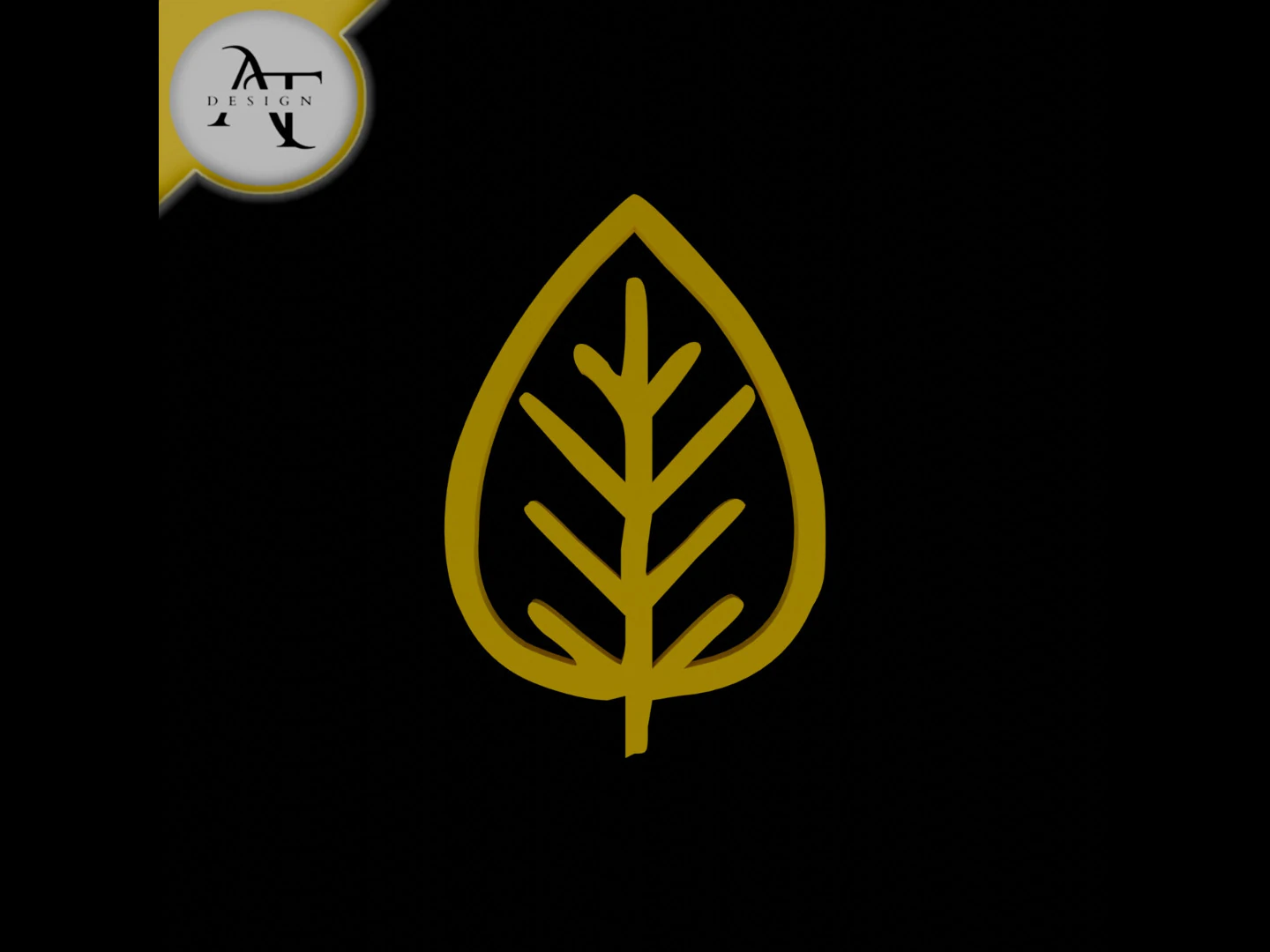 Simple Leaf Symbol - 2D Art 3D Model .c4d .max .obj .3ds .fbx .stl .blend