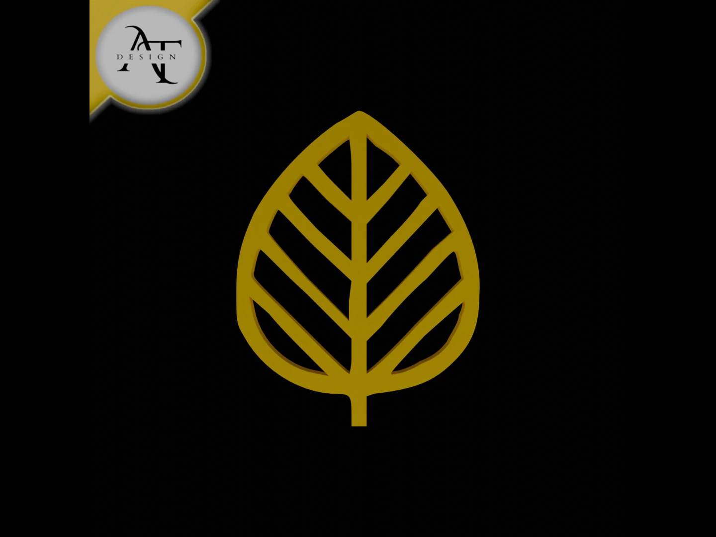 Simple Leaf Symbol - 2D Art 3D Model .c4d .max .obj .3ds .fbx .stl .blend