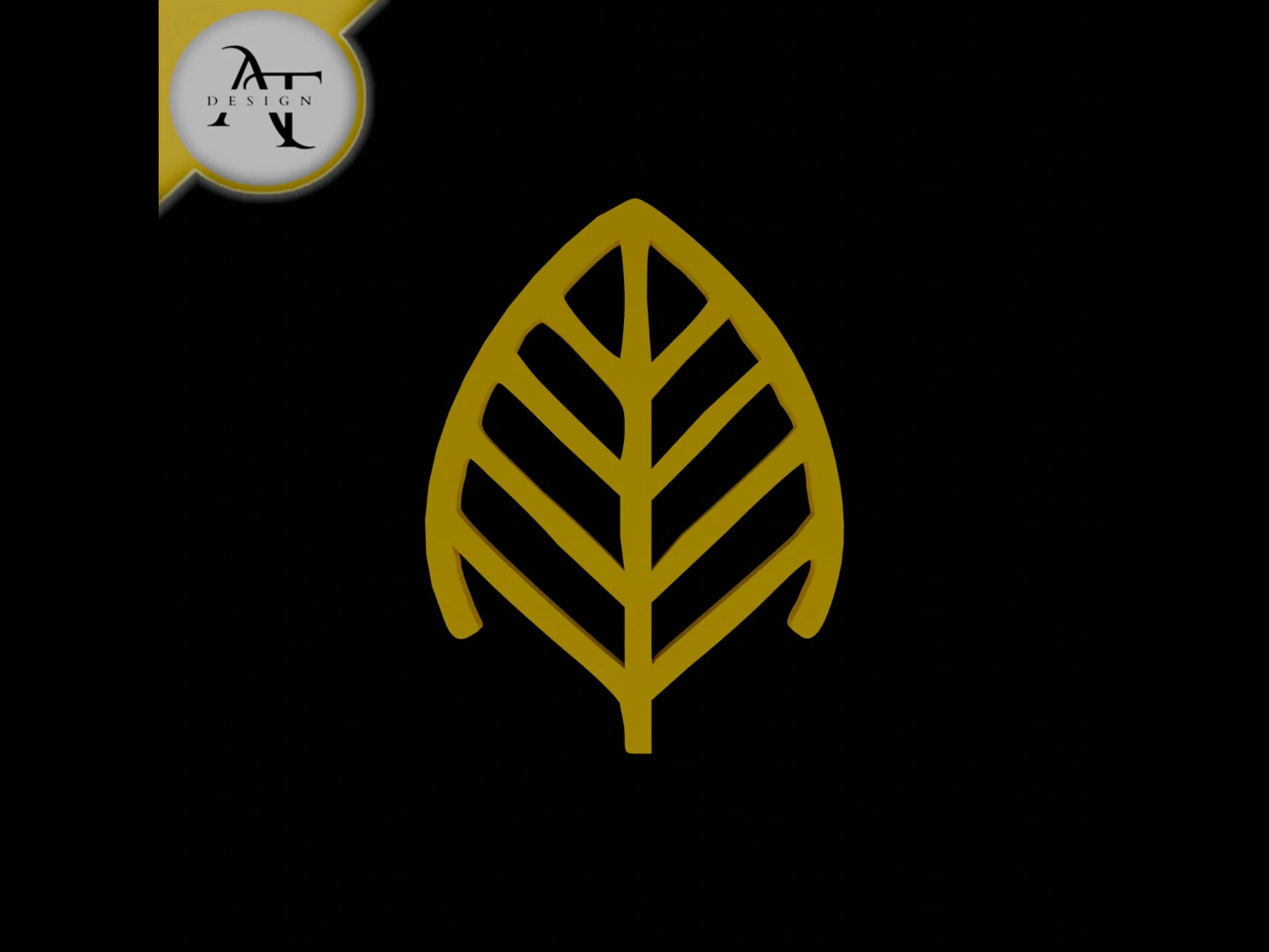 Simple Leaf Symbol - 2D Art 3D Model .c4d .max .obj .3ds .fbx .stl .blend 