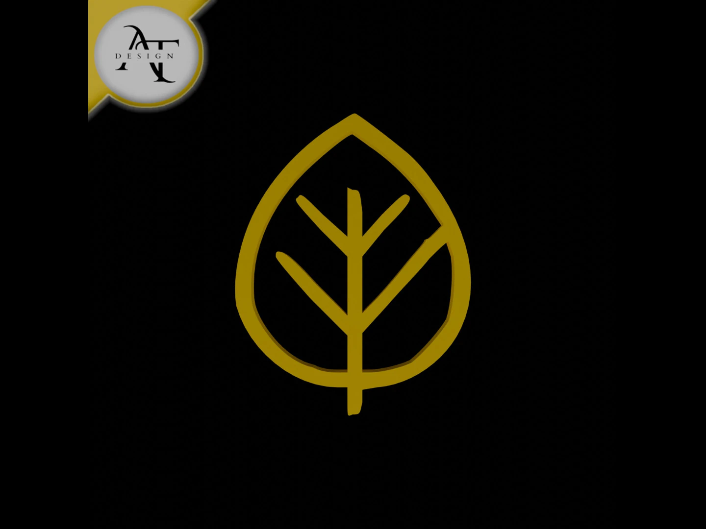 Simple Leaf Symbol - 2D Art 3D Model .c4d .max .obj .3ds .fbx .stl .blend 