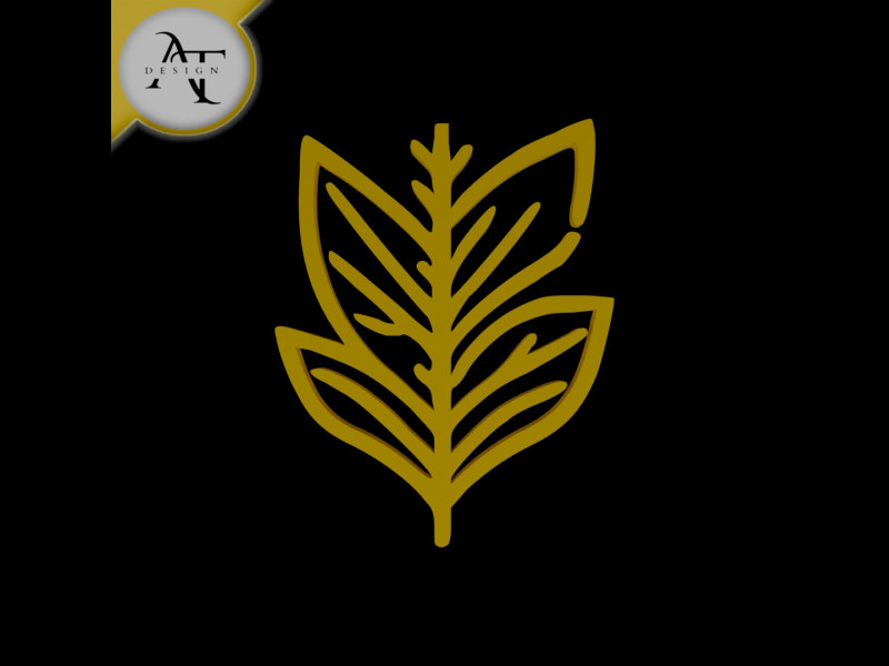 Simple Leaf Symbol - 2D Art 3D Model .c4d .max .obj .3ds .fbx .stl .blend