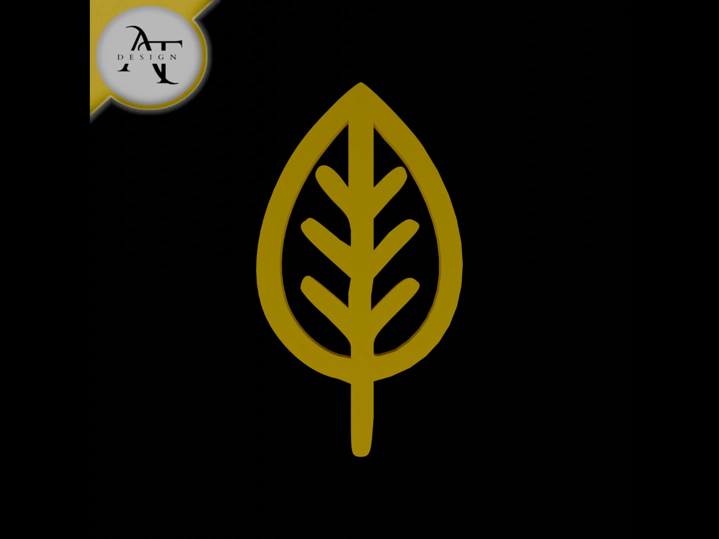 Simple Leaf Symbol - 2D Art 3D Model .c4d .max .obj .3ds .fbx .stl .blend