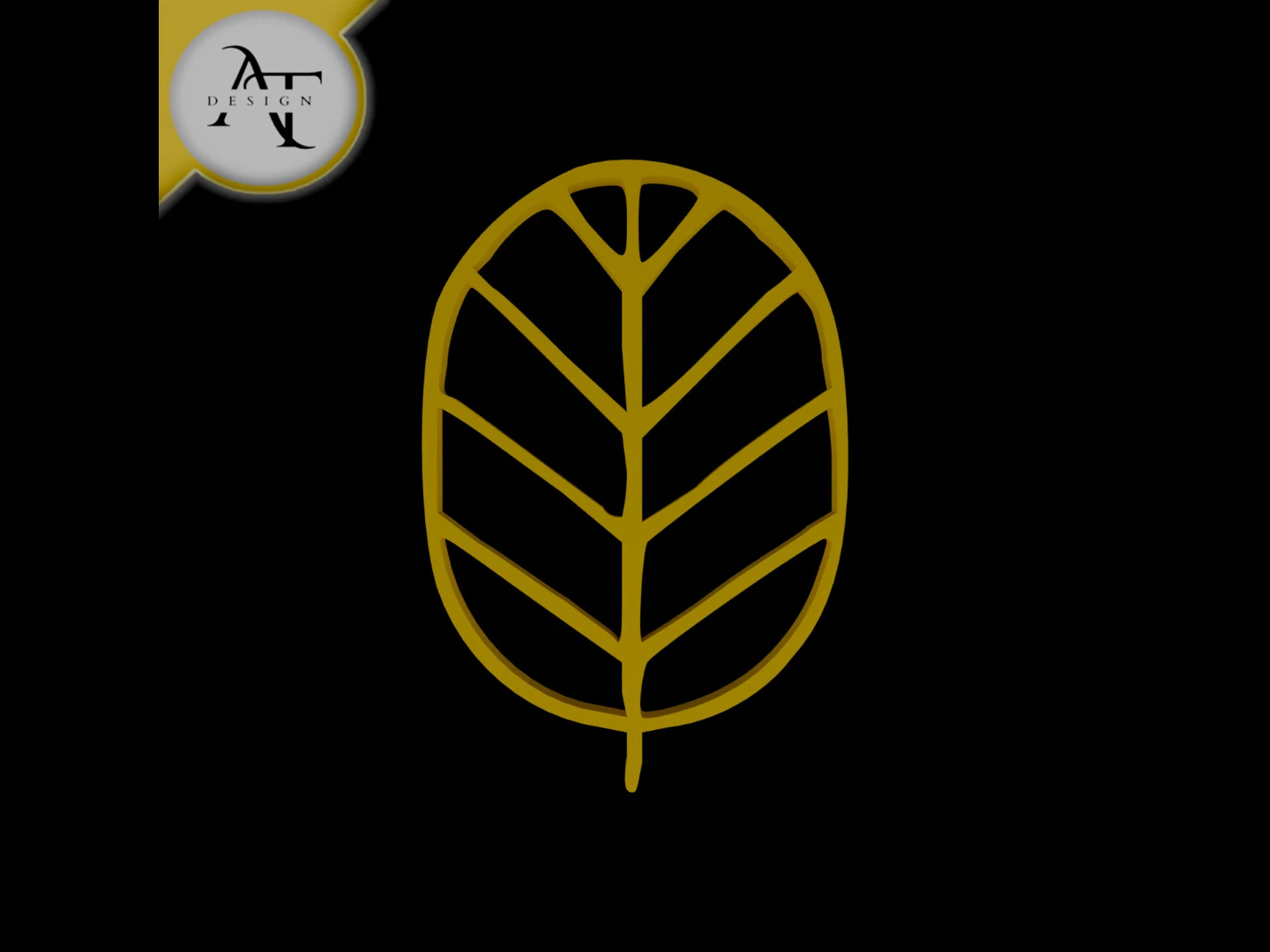 Simple Leaf Symbol - 2D Art 3D Model .c4d .max .obj .3ds .fbx .stl .blend
