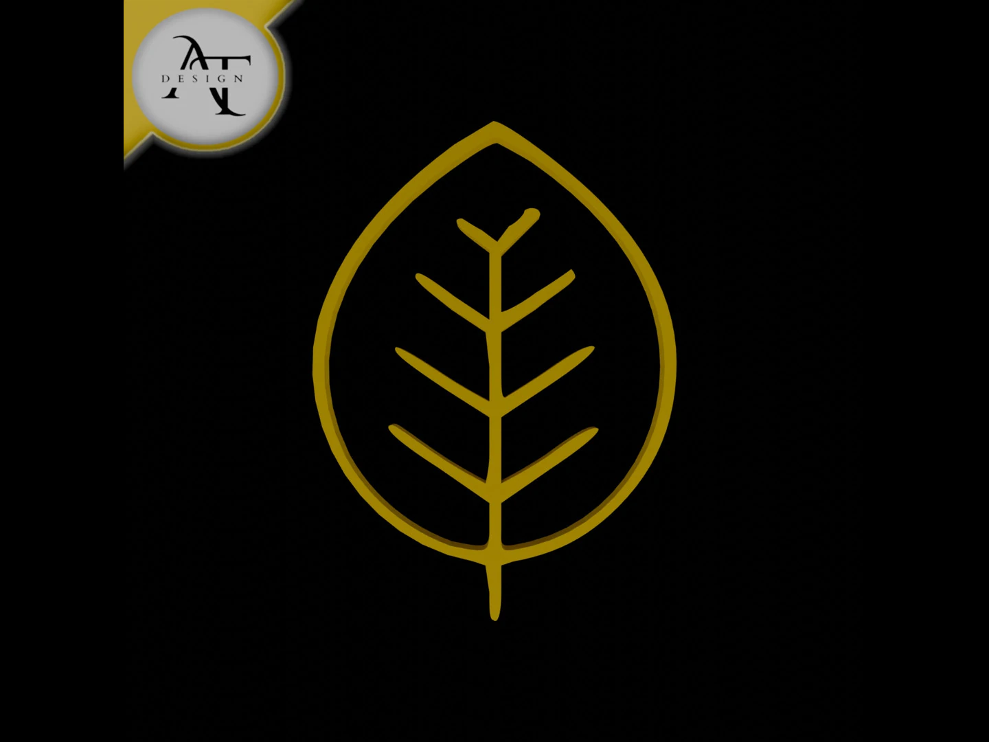 Simple Leaf Symbol - 2D Art 3D Model .c4d .max .obj .3ds .fbx .stl .blend